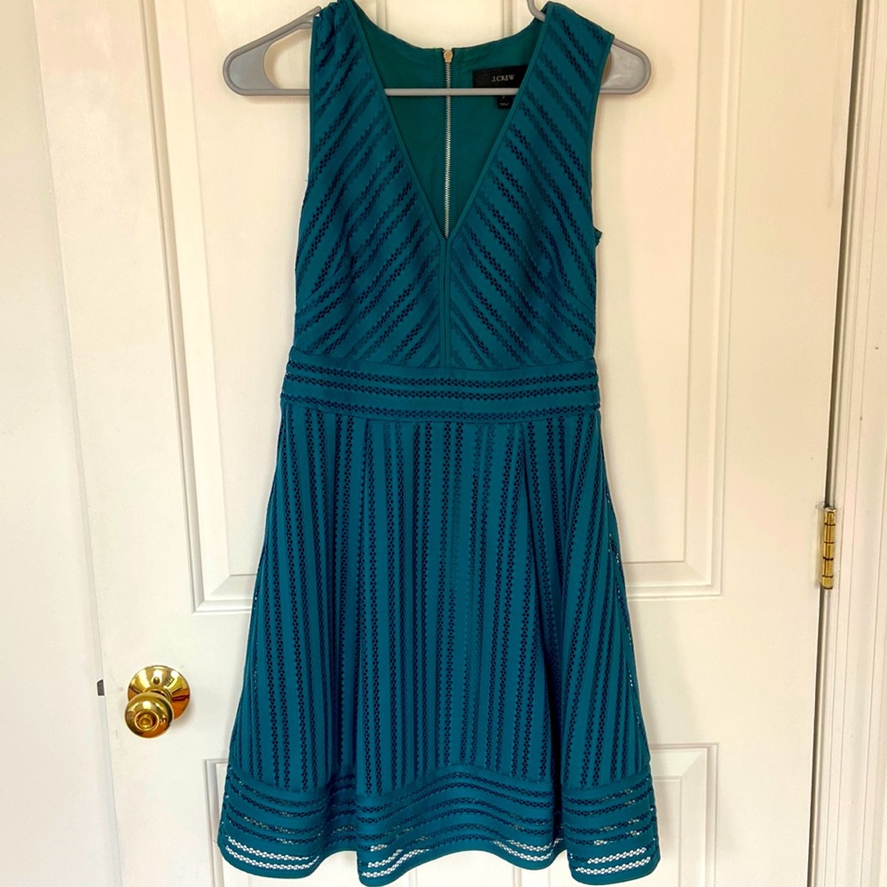 J Crew Green Eyelet Dress Size 2